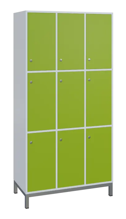 SBS-3333 šatní skříň 9-boxová, 1800x900x400 mm, kovové nohy, korpus bílý, dvířka jarní zeleň